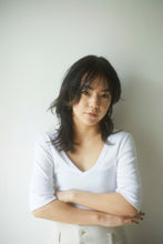 画像をギャラリービューアに読み込む, CANOÉ Ultimate Pima Organic Cotton TIGHT FIT HALF SLEEVE V-NECK : WHITE #CS0080b