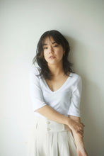 画像をギャラリービューアに読み込む, CANOÉ Ultimate Pima Organic Cotton TIGHT FIT HALF SLEEVE V-NECK : WHITE #CS0080b