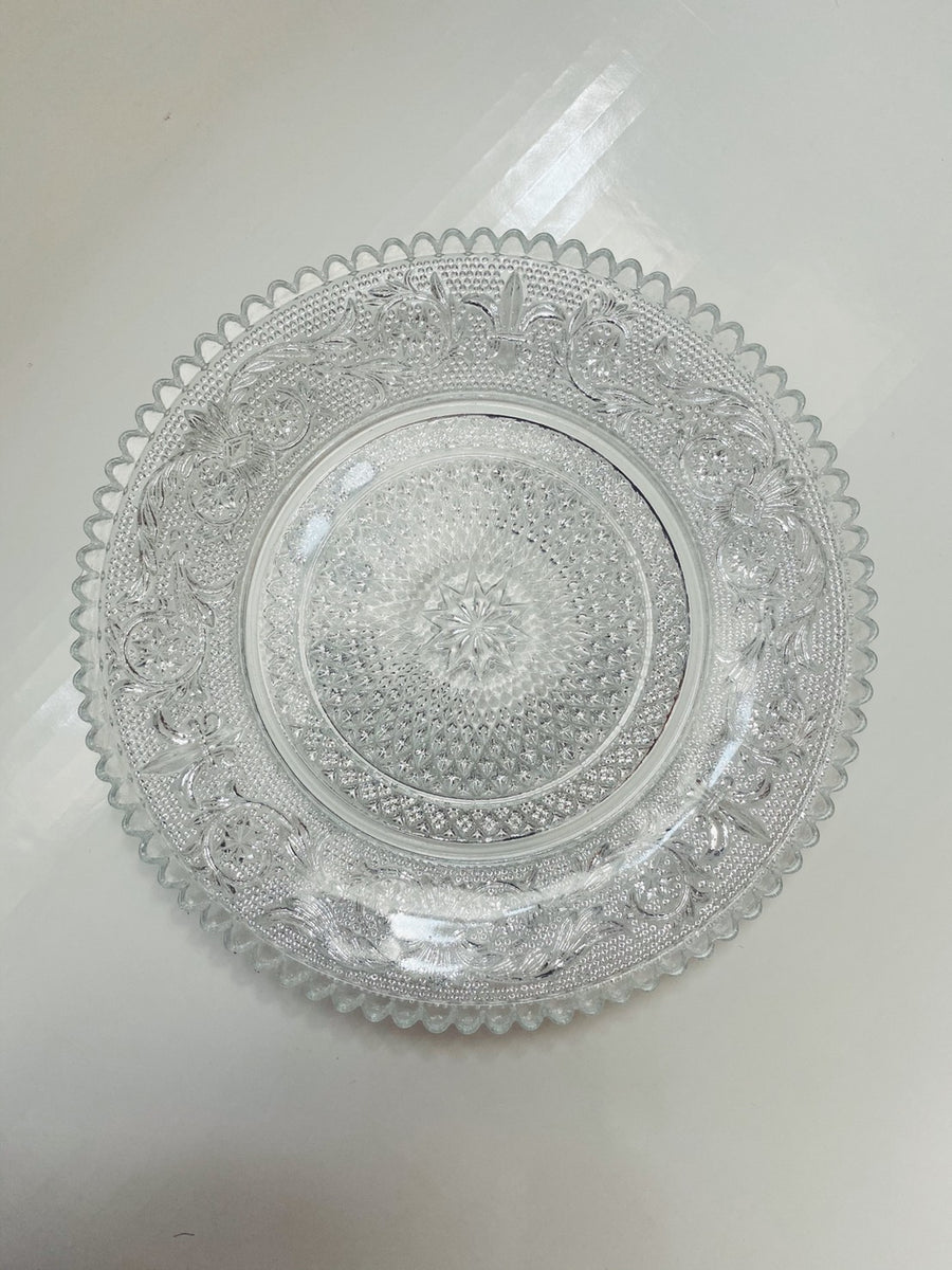 VINTAGE GLASS PLATE F / CN200825-F / 昭和初期ガラス皿 : CLEAR : W15