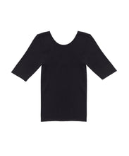 Load image into Gallery viewer, CANOÉ Ultimate Pima Organic Cotton TIGHT FIT HALF SLEEVE V-NECK : BLACK #CS0080b
