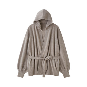 CANOÉ Undyed Cashmere Knit : Hooded cardigan