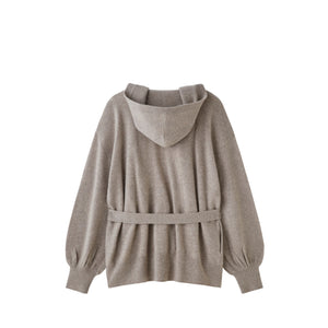 CANOÉ Undyed Cashmere Knit : Hooded cardigan