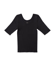 Load image into Gallery viewer, CANOÉ Ultimate Pima Organic Cotton TIGHT FIT HALF SLEEVE CREW-NECK : BLACK #CS0040b
